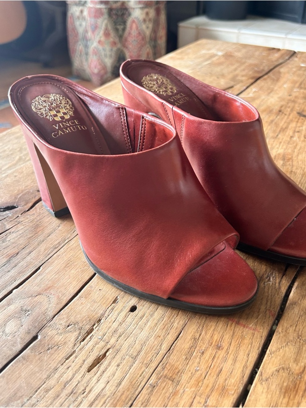 Vince Camuto Women's Red Open-Toe Mule Heels red brown 8.5 - Picture 7 of 11